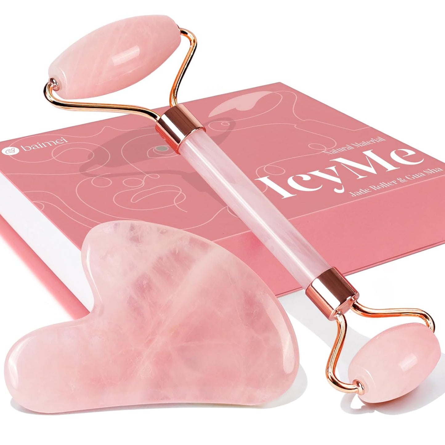 Rose Quartz Face Roller & Gua Sha Set for Radiant Skin