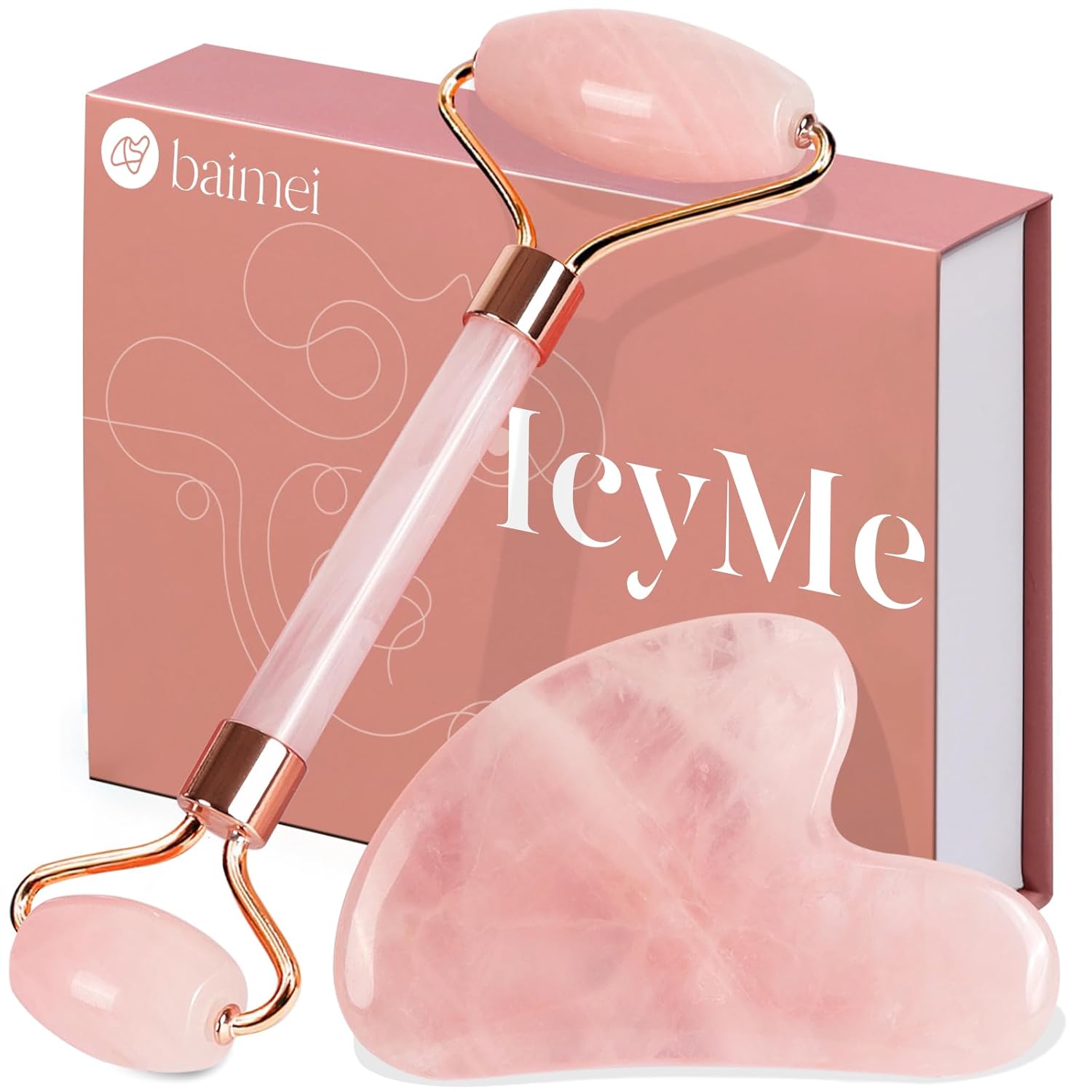 Rose Quartz Face Roller & Gua Sha Set for Radiant Skin