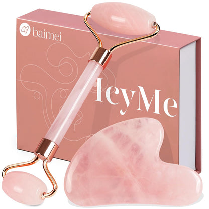 Rose Quartz Face Roller & Gua Sha Set for Radiant Skin
