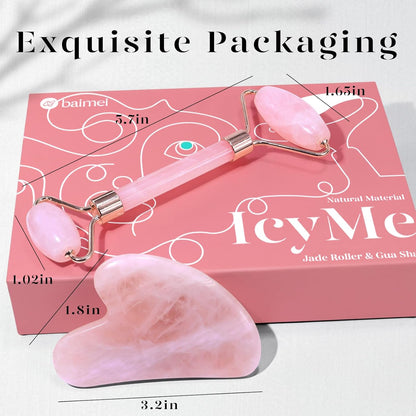 Rose Quartz Face Roller & Gua Sha Set for Radiant Skin